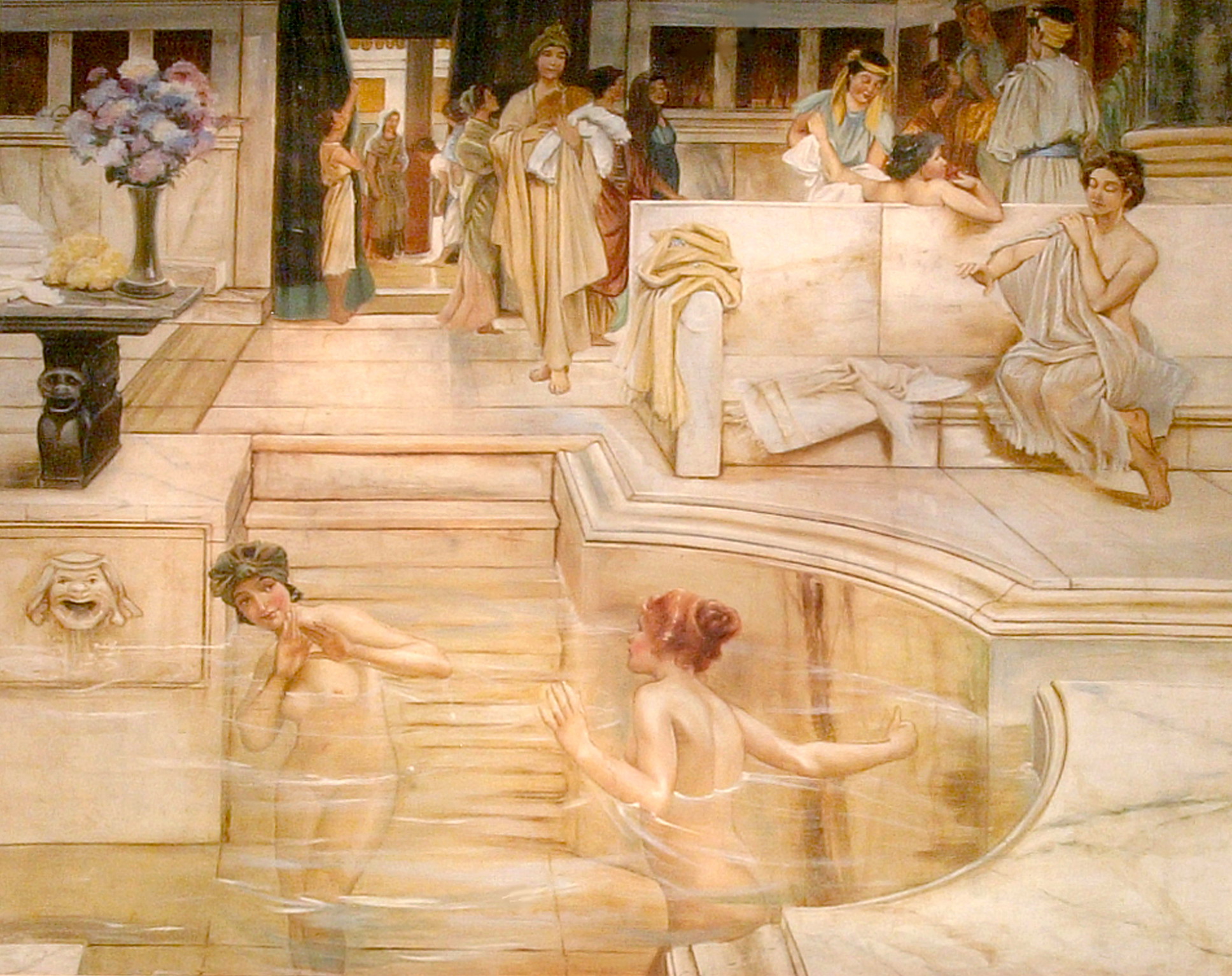 Ванная комната древнего римлянина. Лоуренс Альма Тадема Римская баня. Бани термы в древнем Риме. Древний Рим термы бани купальни. Древний Римская баня термы.